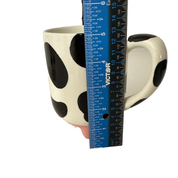 Udderly Cow 20 Oz Ceramic Hand Painted Mug Trendy Farmhouse Gift Pink Black - Picture 5 of 8